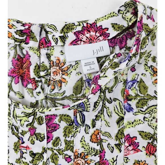 J jill SP PETITE small accordion tank top floral EUC Summer career casual EUC ^ - Picture 3 of 7